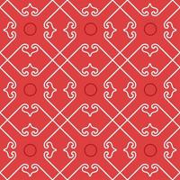 Folk geometric seamless pattern with squares, lines, grid, diamonds, repeat tiles. Simple red and white texture. Abstract Christmas holiday background. Vector Design for decor, print, carpet, textile