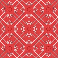 Folk geometric seamless pattern with squares, lines, grid, diamonds, repeat tiles. Simple red and white texture. Abstract Christmas holiday background. Vector Design for decor, print, carpet, textile