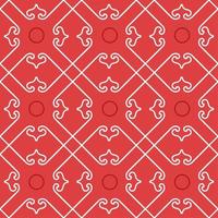 patrón geométrico popular sin costuras con cuadrados, líneas, rejilla, diamantes, mosaicos repetidos. simple textura roja y blanca. fondo abstracto de vacaciones de navidad. diseño vectorial para decoración, impresión, moqueta, textil vector