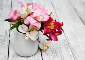 beautiful bouquet of pink alstroemeria photo