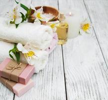 Spa composition with alstroemeria flowers photo