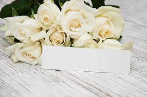 White roses with tag photo