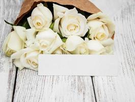 White roses with tag photo