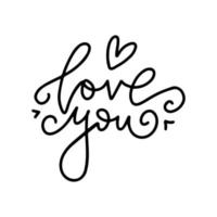 LOVE YOU - original custom hand drawn lettering. Handmade calligraphy, vector typography overlay for romantic photo cards or party invitations for Valentine s Day, wedding, Mother s Day.