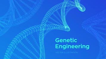 DNA sequence. Wireframe DNA molecules structure mesh. DNA code editable template. Science and Technology concept. Vector illustration.