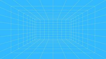 Grid room 3d. Perspective blue background. Virtual reality, construction, interior design, technology and template. Vector illustration.