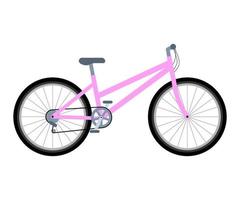 Female pink bike. Eco-friendly bicycling. Vector illustration in flat style on white isolated background.