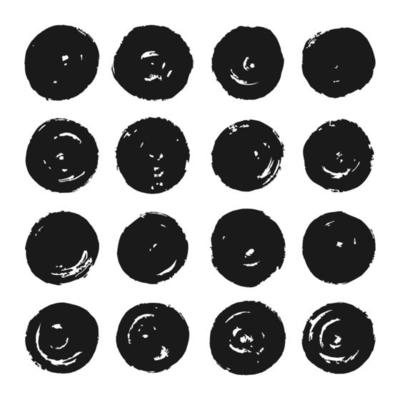 Set of black grunge circles shapes, Grunge Circle Collection