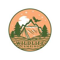 Mountain illustration, wild life camping outdoor vector