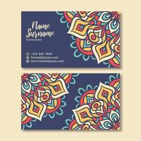 Vintage business card with mandala design template vector