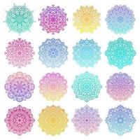 Set of mandala round gradient ornament pattern vector