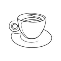 Continuous line drawing a cup of coffee. Coffee one line art vector