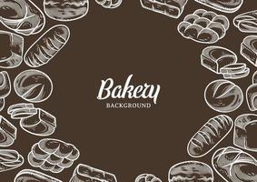 Vintage bakery background with sketched bread vector illustration