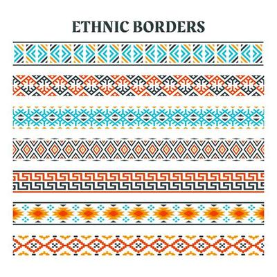 Set of Ethnic Element Strips Border