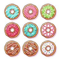 conjunto de donas sabrosas vector