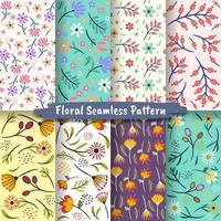 Set Of Abstract Floral Seamless Pattern vector