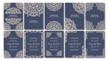 tarjeta de invitación de boda vintage con diseño de mandala floral vector