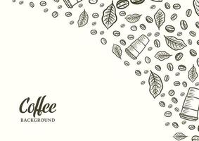 Hand drawn background with coffee beans vector
