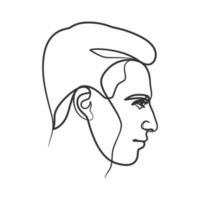 Continuous line art drawing of man face. Hand drawn minimalist style vector