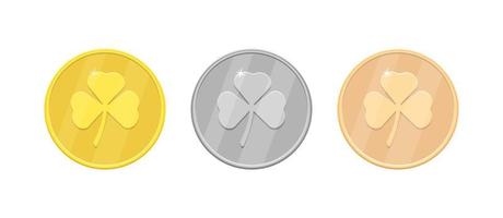 Coin with shamrock set vector