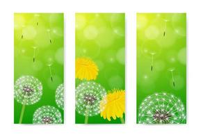 Spring vertical banners with dandelions set vector