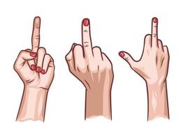 set of woman hand with middle finger up vector