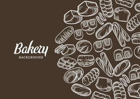 Vintage bakery background with sketched bread vector illustration