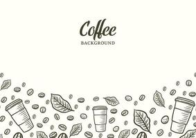 Hand drawn background with coffee bean vector