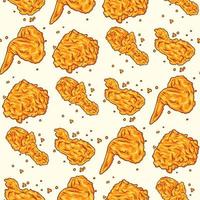 Crispy fried chicken seamless pattern vector