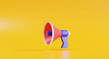 Megaphone on yellow background. 3D rendering photo