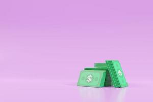 3D Money concept. cash stack, and banknotes. 3d  illustration photo