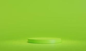 3D rendering, lime green stage products lime green background can be used  background for cosmetic or any product things banner design photo