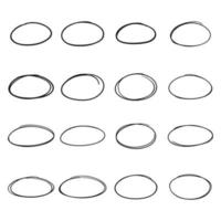 Hand drawn circle line sketch set vector