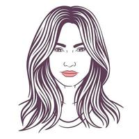 Beauty woman line art illustration black and white vector