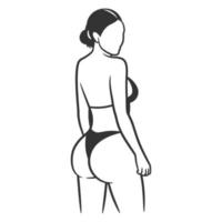 Beautiful girl in bikini black and white drawing vector