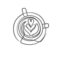 Continuous line drawing a cup of coffee. Coffee one line art vector