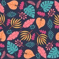 Tropical leaves botanical seamless pattern vector
