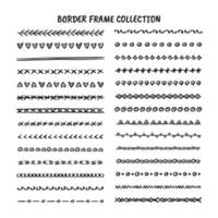 Hand drawn line, border, frame design element set vector