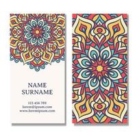 Vintage business card with mandala design vector