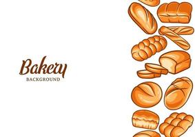 Bakery background with colorful bread vector illustration