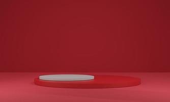 3d rendering, red and white stage product, and red background Can be used for things, banner design . photo