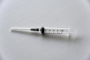 Medical syringe on a white background photo