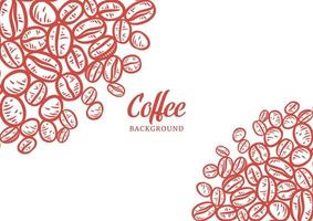 Hand drawn background with coffee beans vector