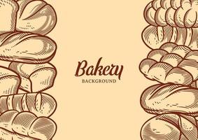 Vintage bakery background with sketched bread vector illustration