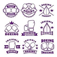 Boxing club labels emblems badges set vector