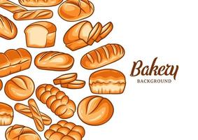 Fondo de panadería con ilustración de vector de pan colorido