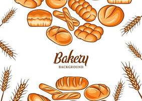 Bakery background with colorful bread vector illustration