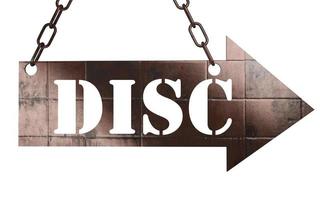 disc word on metal pointer photo