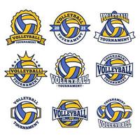 Colecciones de conjuntos de emblemas de logotipos de voleibol vector