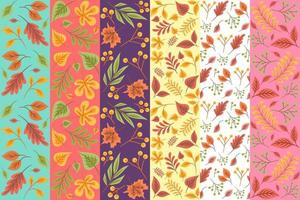 conjunto de patrones sin fisuras florales abstractos vector